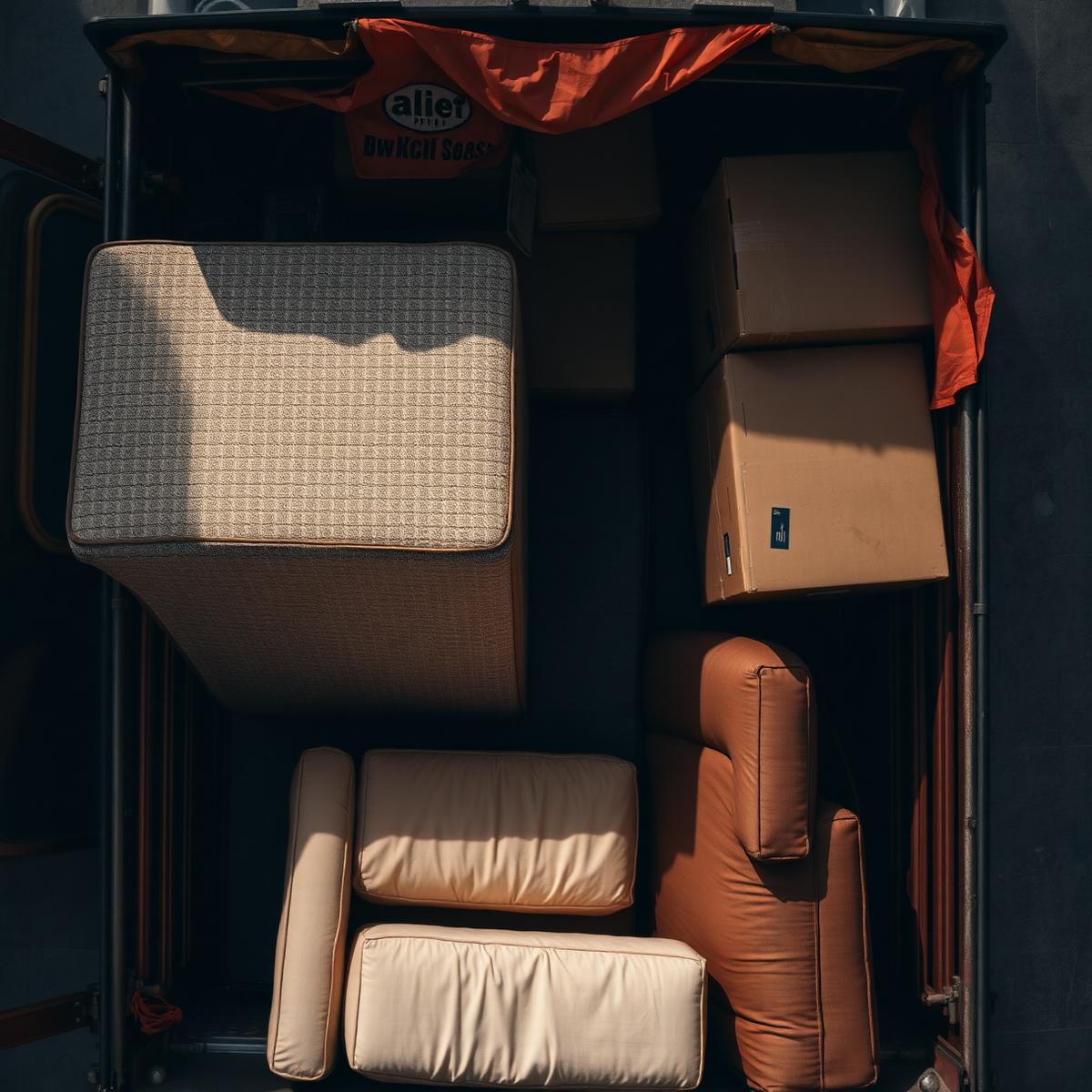 Goods being loaded into a moving truck